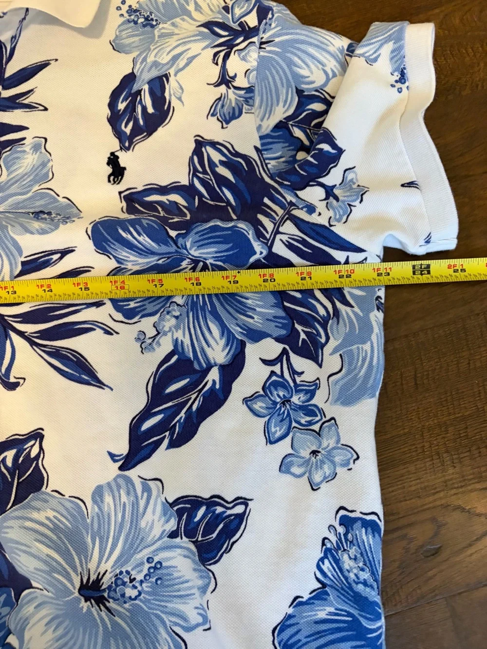 Polo Ralph Lauren Custom Slim Fit Floral Polo Shirt Men's XL Blue White Hibiscus